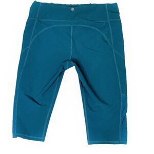 Athleta Cropped Mesh Insert Pocket Leggings Size MP Teal